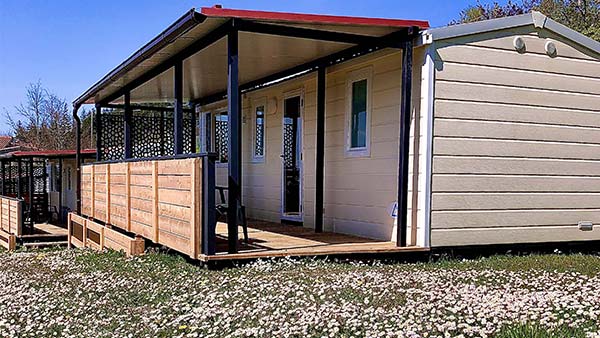 Casa mobile circondata da margherite