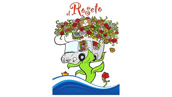 Logo ufficiale di Agricampeggio Al Roseto con camper tra le rose